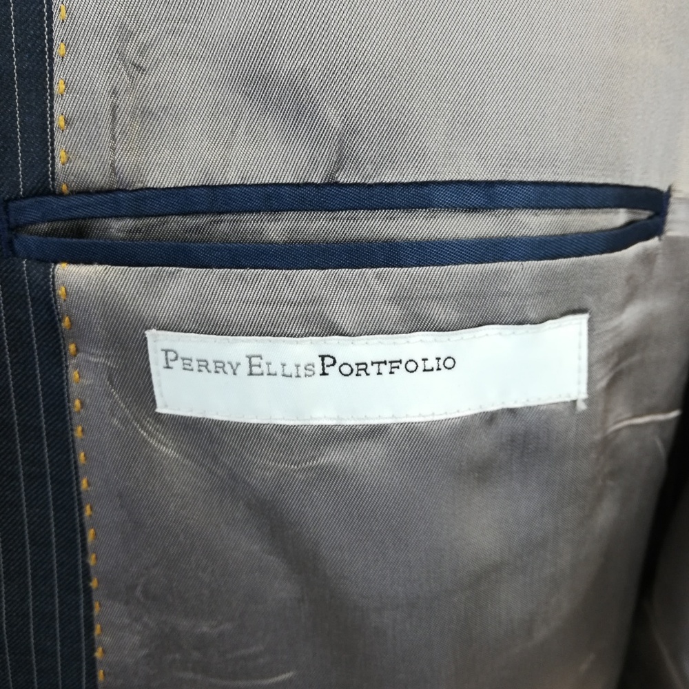 Perry Ellis Men's Suit Jacket 46L Char/grey Wool - Picture 5 of 8